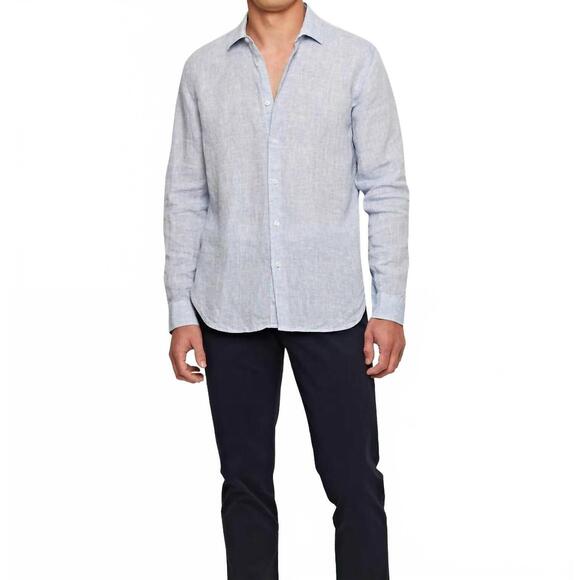 NEW ORLEBAR BROWN giles linen shirt in navy/white